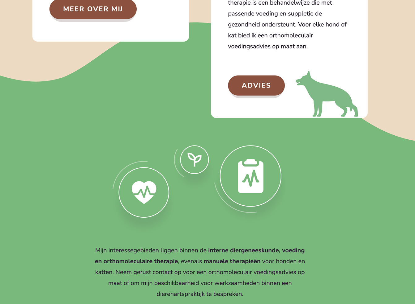 Screenshot van de website voor Dierenarts Jolanda