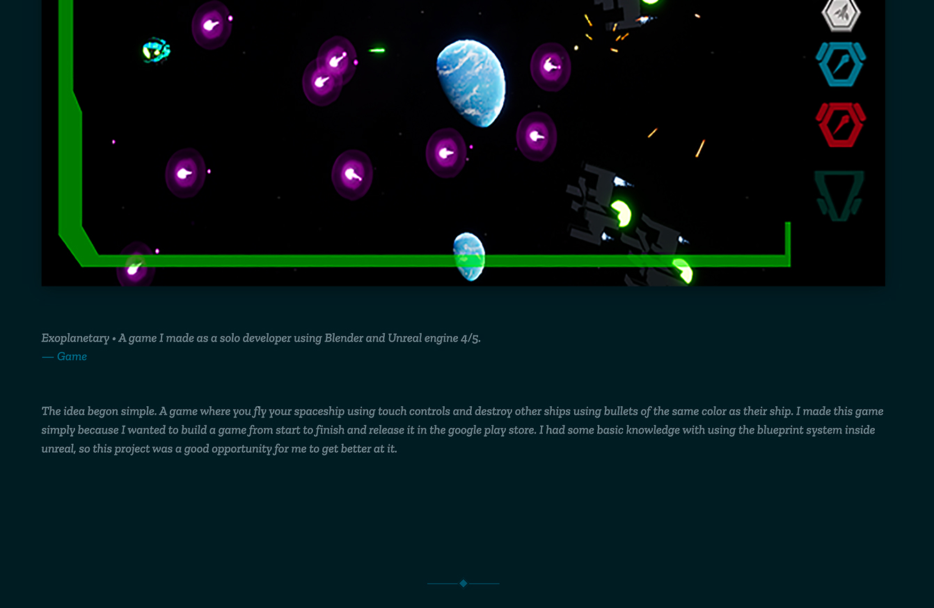 Detailpagina van een project met screenshots en video's