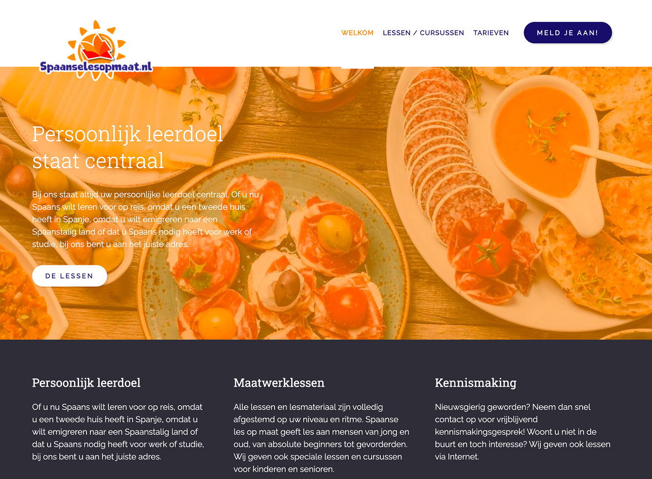 Screenshot van de website voor Spaanse Les op Maat in Beverwijk